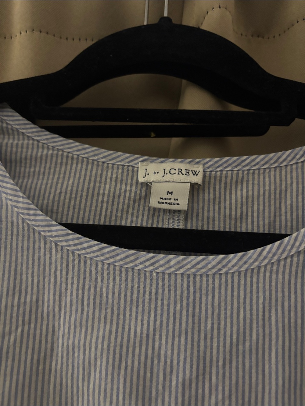 J. Crew Blue and White Striped Round-Neck Blouse